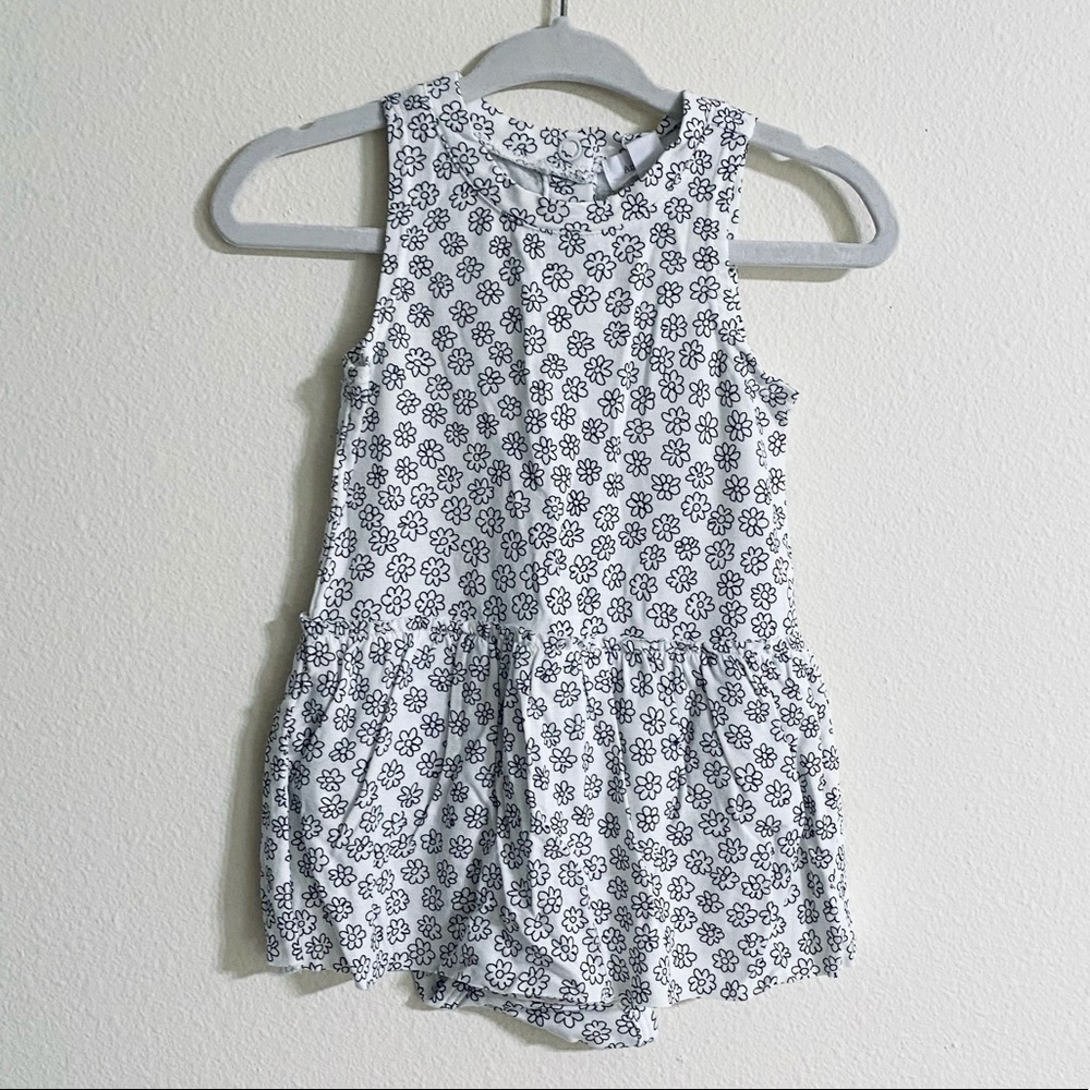 Angel Dear Onesie Dress - Black & White Flowers